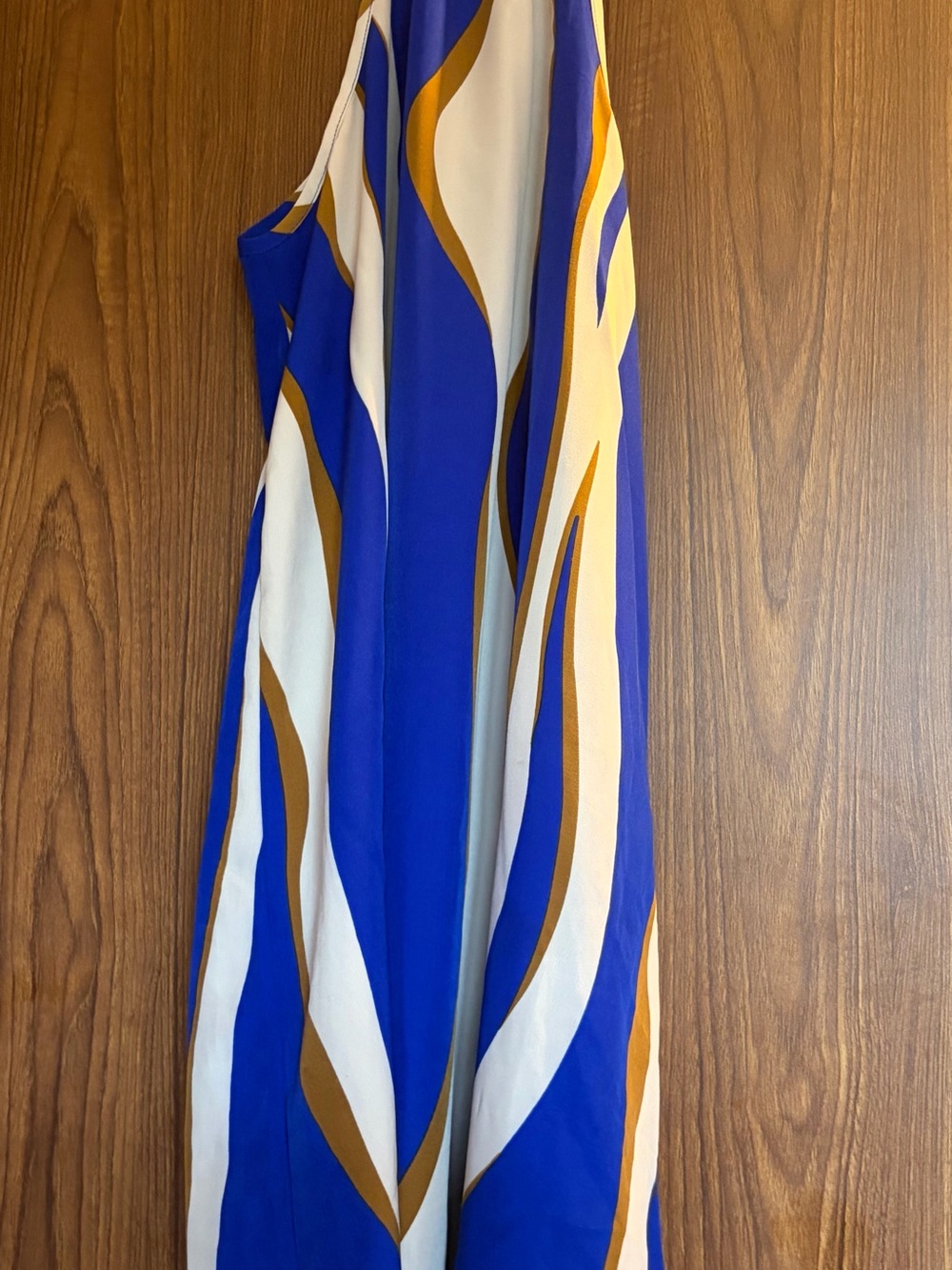 SHEIN Blue White and Tan One-Shoulder Maxi Dress